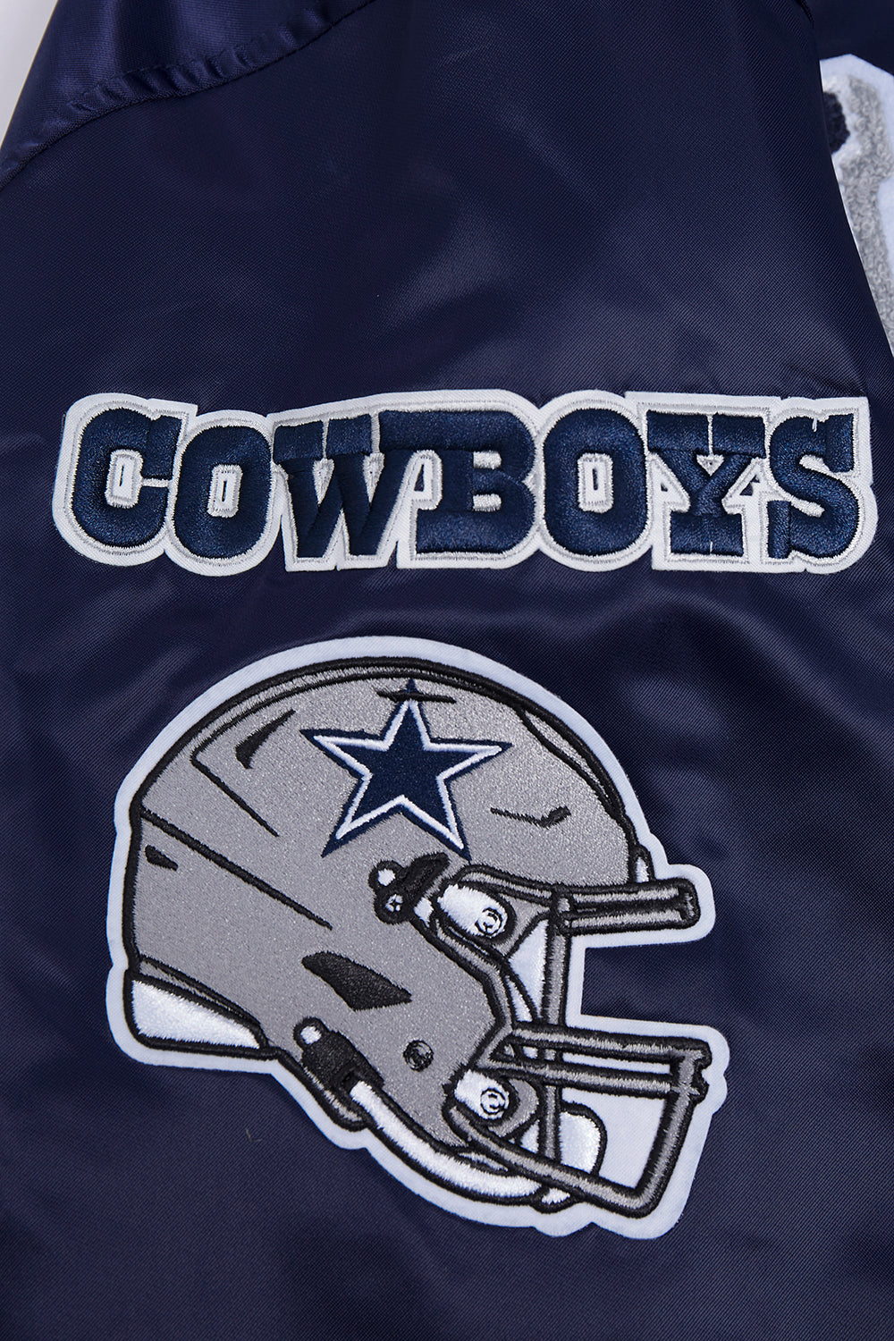 NFL DALLAS COWBOYS MASH UP MEN'S RIB SATIN JACKET (MIDNIGHT NAVY)