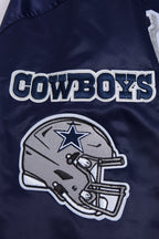 NFL DALLAS COWBOYS MASH UP MEN'S RIB SATIN JACKET (MIDNIGHT NAVY)