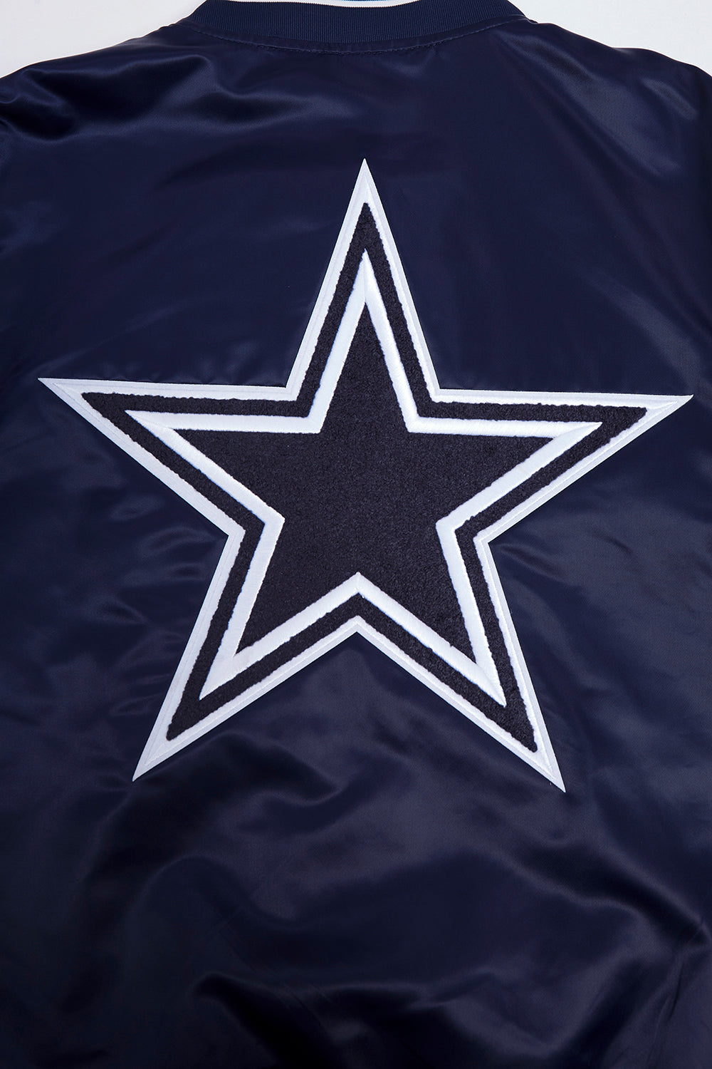 NFL DALLAS COWBOYS MASH UP MEN'S RIB SATIN JACKET (MIDNIGHT NAVY)