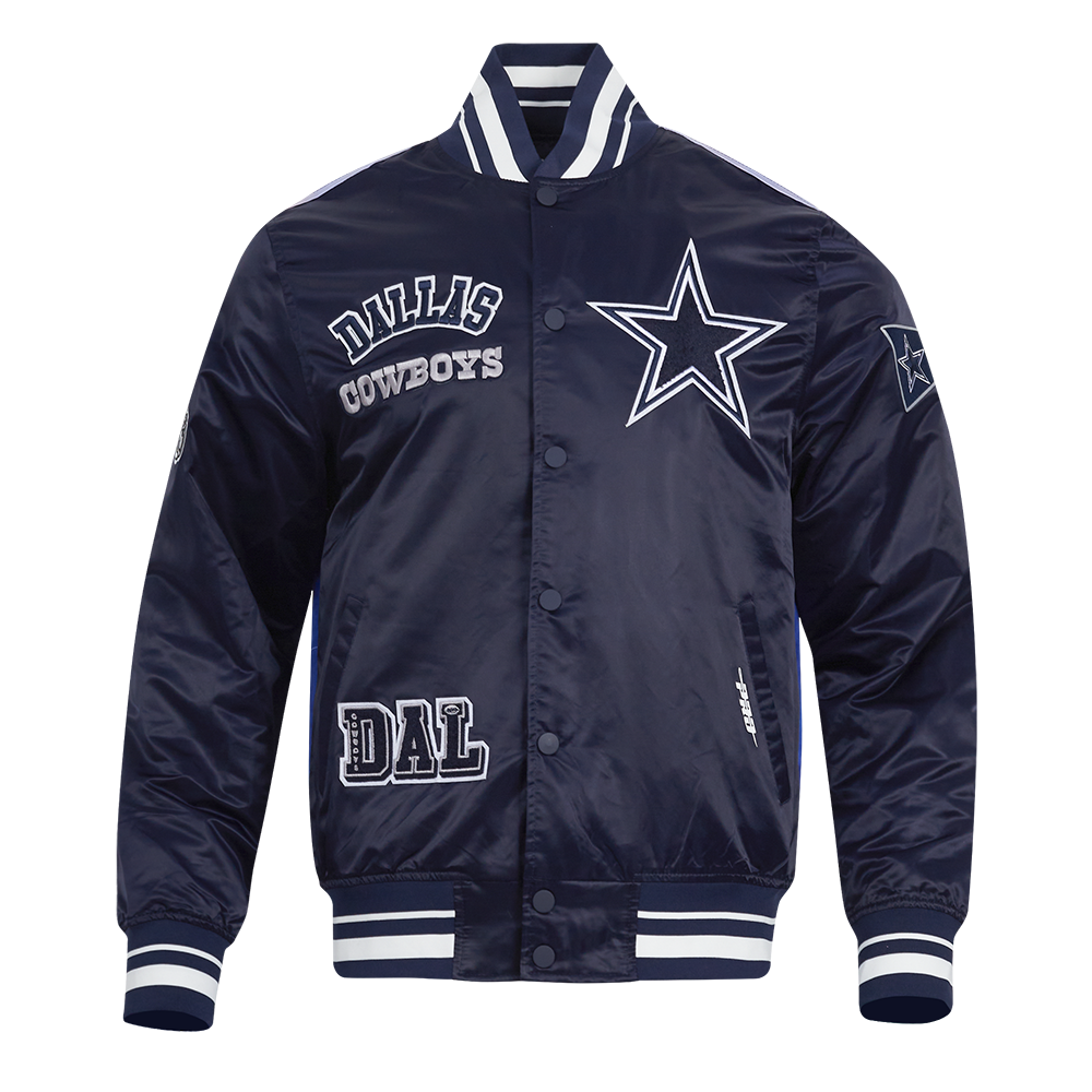 NFL DALLAS COWBOYS SUBLIMATED MEN'S SATIN JACKET-MIDNIGHT SKY (MIDNIGHT NAVY)