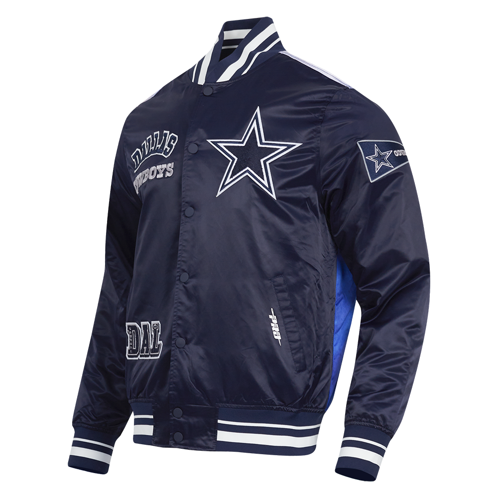 NFL DALLAS COWBOYS SUBLIMATED MEN'S SATIN JACKET-MIDNIGHT SKY (MIDNIGHT NAVY)