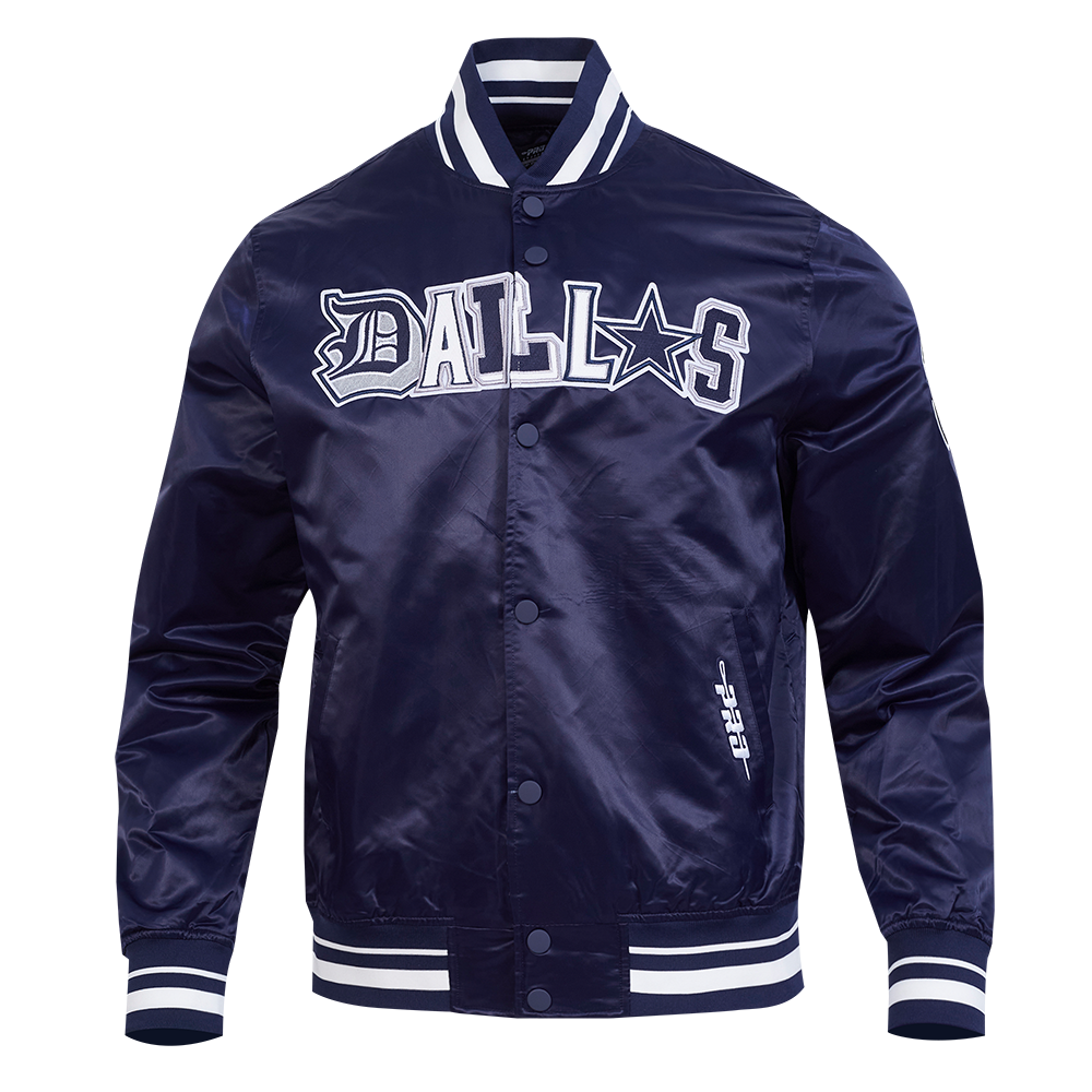 NFL DALLAS COWBOYS CITY RANSOM MEN'S RIB SATIN JACKET (MIDNIGHT NAVY)