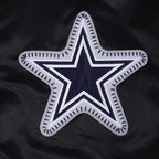 NFL DALLAS COWBOYS DIY PICK STITCH BLOUSON EN SATIN À BORDS CÔTELÉS POUR HOMME (NOIR)