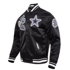 NFL DALLAS COWBOYS DIY PICK STITCH BLOUSON EN SATIN À BORDS CÔTELÉS POUR HOMME (NOIR)
