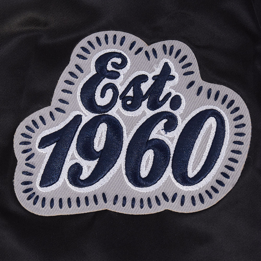 NFL DALLAS COWBOYS DIY PICK STITCH BLOUSON EN SATIN À BORDS CÔTELÉS POUR HOMME (NOIR)