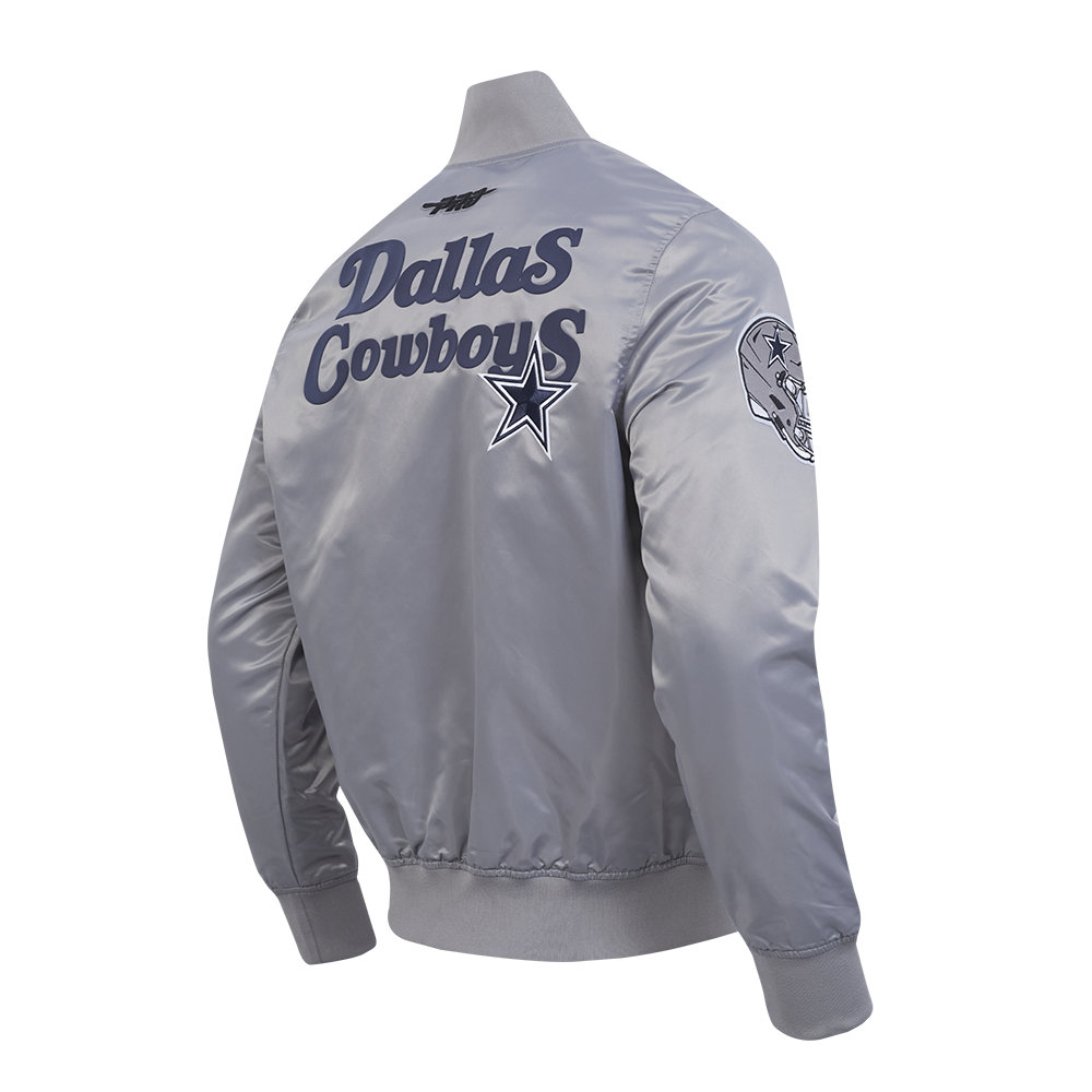 NFL DALLAS COWBOYS SOUVENIR MEN'S SATIN JACKET (GRAY)