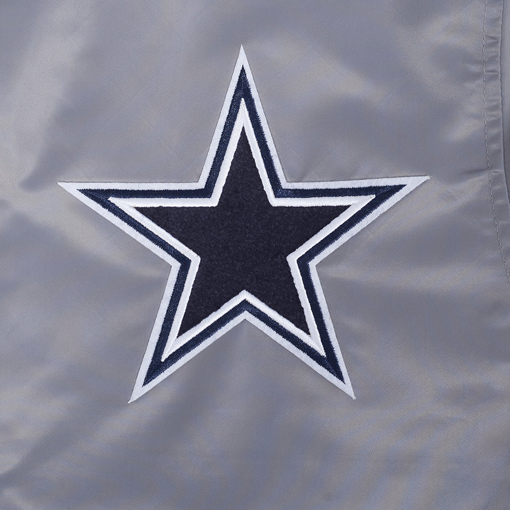 NFL DALLAS COWBOYS SOUVENIR MEN'S SATIN JACKET (GRAY)