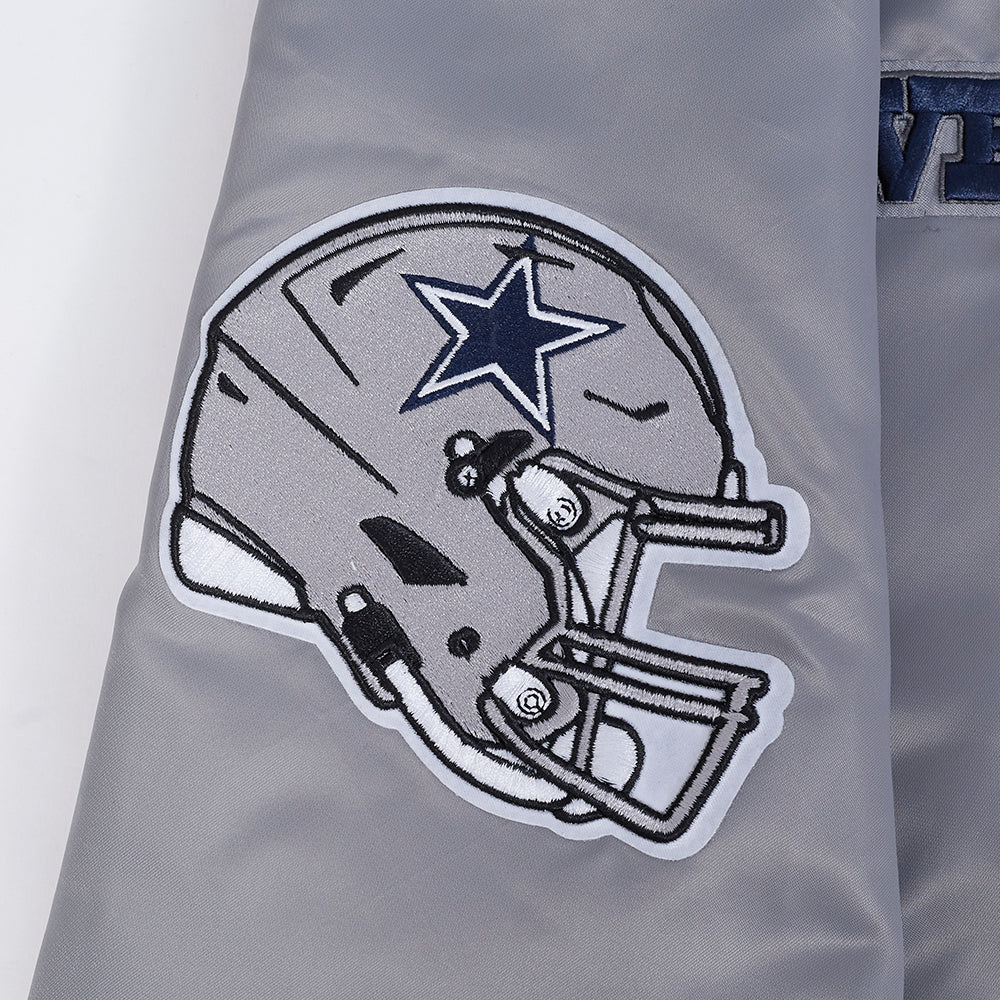 NFL DALLAS COWBOYS SOUVENIR MEN'S SATIN JACKET (GRAY)
