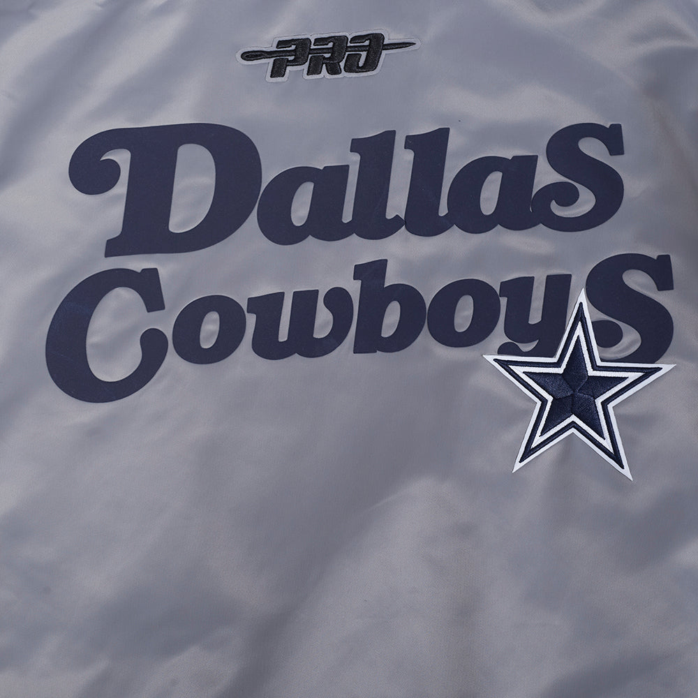 NFL DALLAS COWBOYS SOUVENIR MEN'S SATIN JACKET (GRAY)