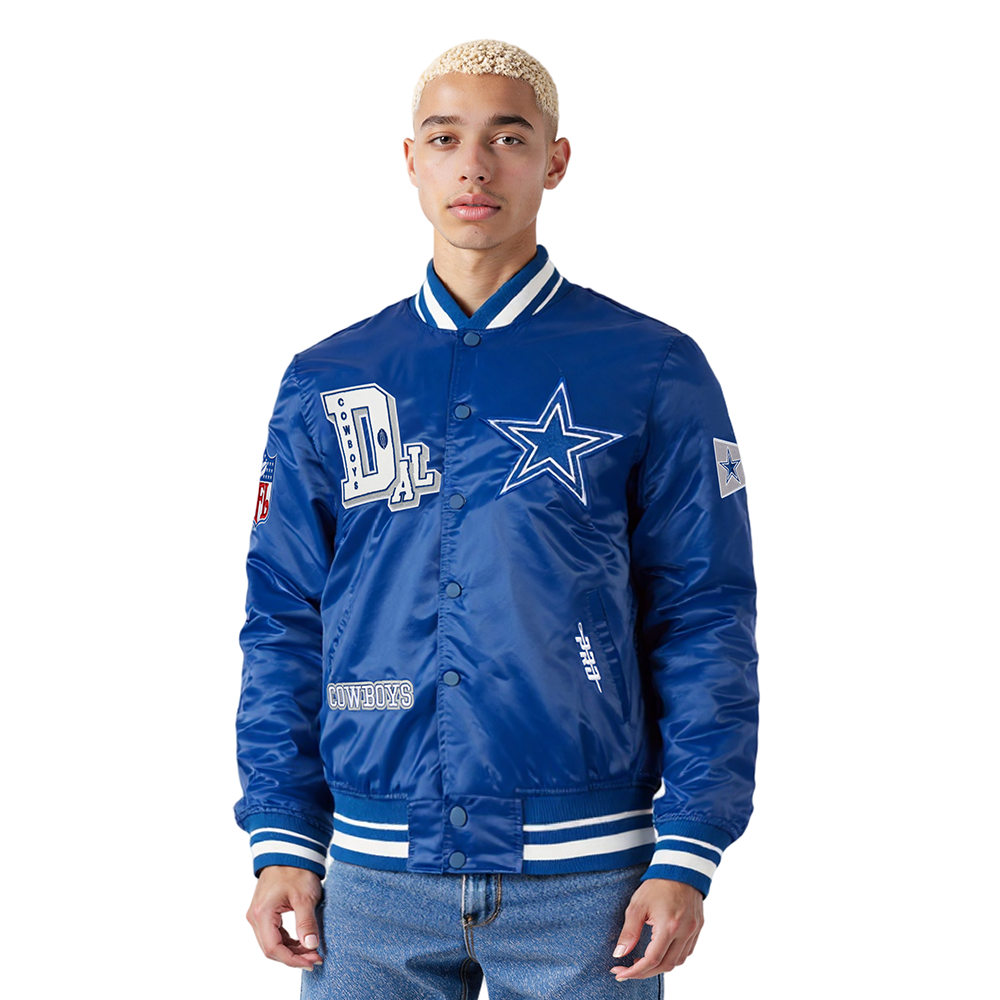 NFL DALLAS COWBOYS BEST OF MEN'S RIB SATIN JACKET (DODGER BLUE)