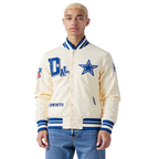 NFL DALLAS COWBOYS BEST OF BLOUSON EN SATIN À BORDS CÔTELÉS POUR HOMME (COQUILLE D'ŒUF/BLEU DODGER)