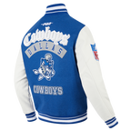 NFL DALLAS COWBOYS BEST OF BLOUSON COLLÉGIAL EN LAINE À BORDS CÔTELÉS POUR HOMME (BLEU DODGER/BLANC)