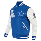 NFL DALLAS COWBOYS BEST OF BLOUSON COLLÉGIAL EN LAINE À BORDS CÔTELÉS POUR HOMME (BLEU DODGER/BLANC)
