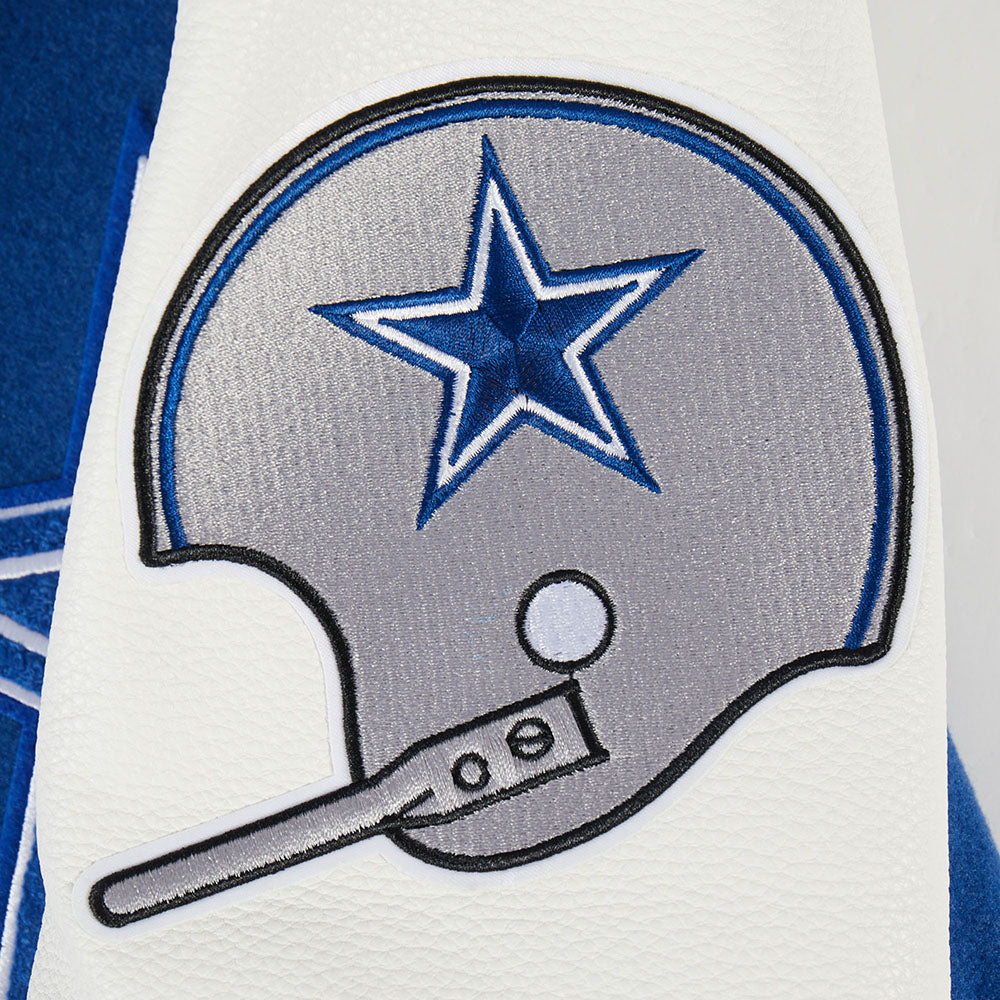 NFL DALLAS COWBOYS BEST OF BLOUSON COLLÉGIAL EN LAINE À BORDS CÔTELÉS POUR HOMME (BLEU DODGER/BLANC)