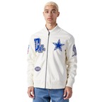 NFL DALLAS COWBOYS BEST OF MEN'S LEATHER VARSITY JACKET (EGGSHELL)