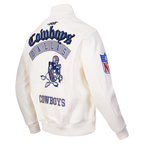 NFL DALLAS COWBOYS BEST OF MEN'S LEATHER VARSITY JACKET (EGGSHELL)