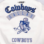 NFL DALLAS COWBOYS BEST OF MEN'S LEATHER VARSITY JACKET (EGGSHELL)