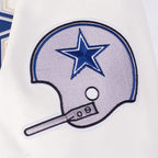 NFL DALLAS COWBOYS BEST OF MEN'S LEATHER VARSITY JACKET (EGGSHELL)