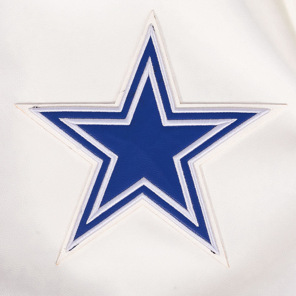 NFL DALLAS COWBOYS BEST OF MEN'S LEATHER VARSITY JACKET (EGGSHELL)