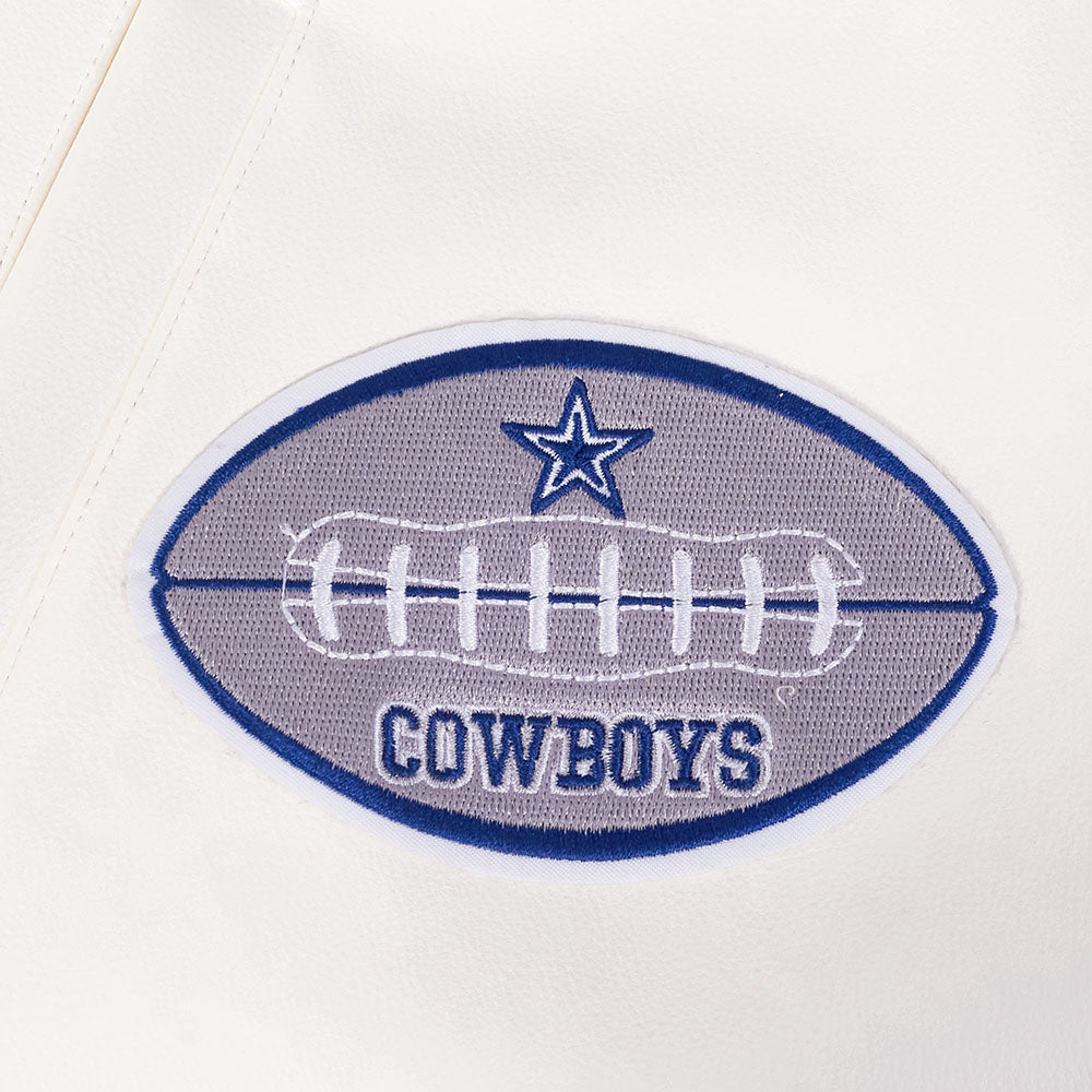 NFL DALLAS COWBOYS BEST OF MEN'S LEATHER VARSITY JACKET (EGGSHELL)