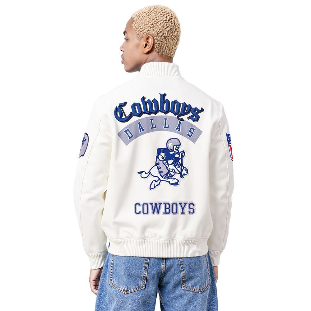 NFL DALLAS COWBOYS BEST OF BLOUSON COLLÉGIAL EN CUIR POUR HOMME (COQUILLE D'ŒUF)