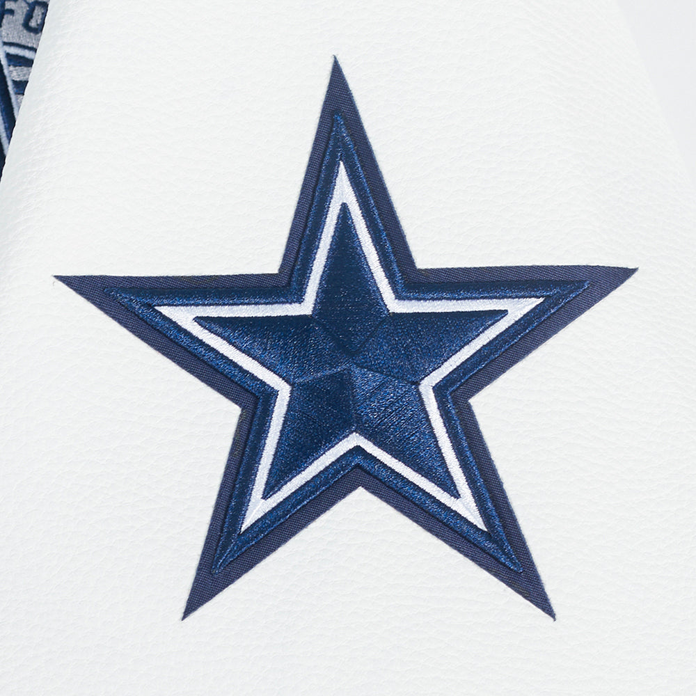 NFL DALLAS COWBOYS TEAM BADGE MEN'S RIB WOOL VARSITY JACKET (MIDNIGHT NAVY/WHITE)