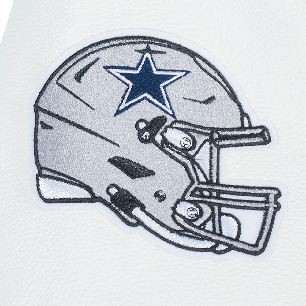 NFL DALLAS COWBOYS TEAM BADGE MEN'S RIB WOOL VARSITY JACKET (MIDNIGHT NAVY/WHITE)