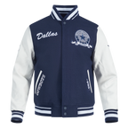 NFL DALLAS COWBOYS TEAM BADGE MEN'S RIB WOOL VARSITY JACKET (MIDNIGHT NAVY/WHITE)