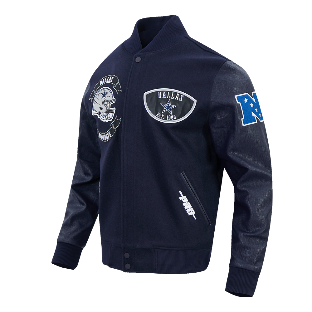 NFL DALLAS COWBOYS BORN FOR SPORT MEN'S WOOL VARSITY JACKET (MIDNIGHT NAVY)