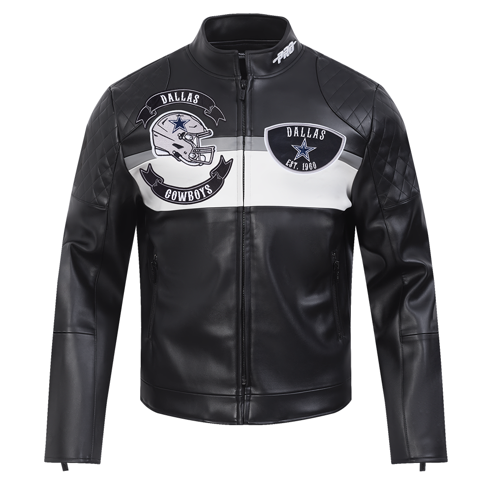 NFL DALLAS COWBOYS BORN FOR SPORT BLOUSON MOTO POUR HOMME (NOIR/BLANC)