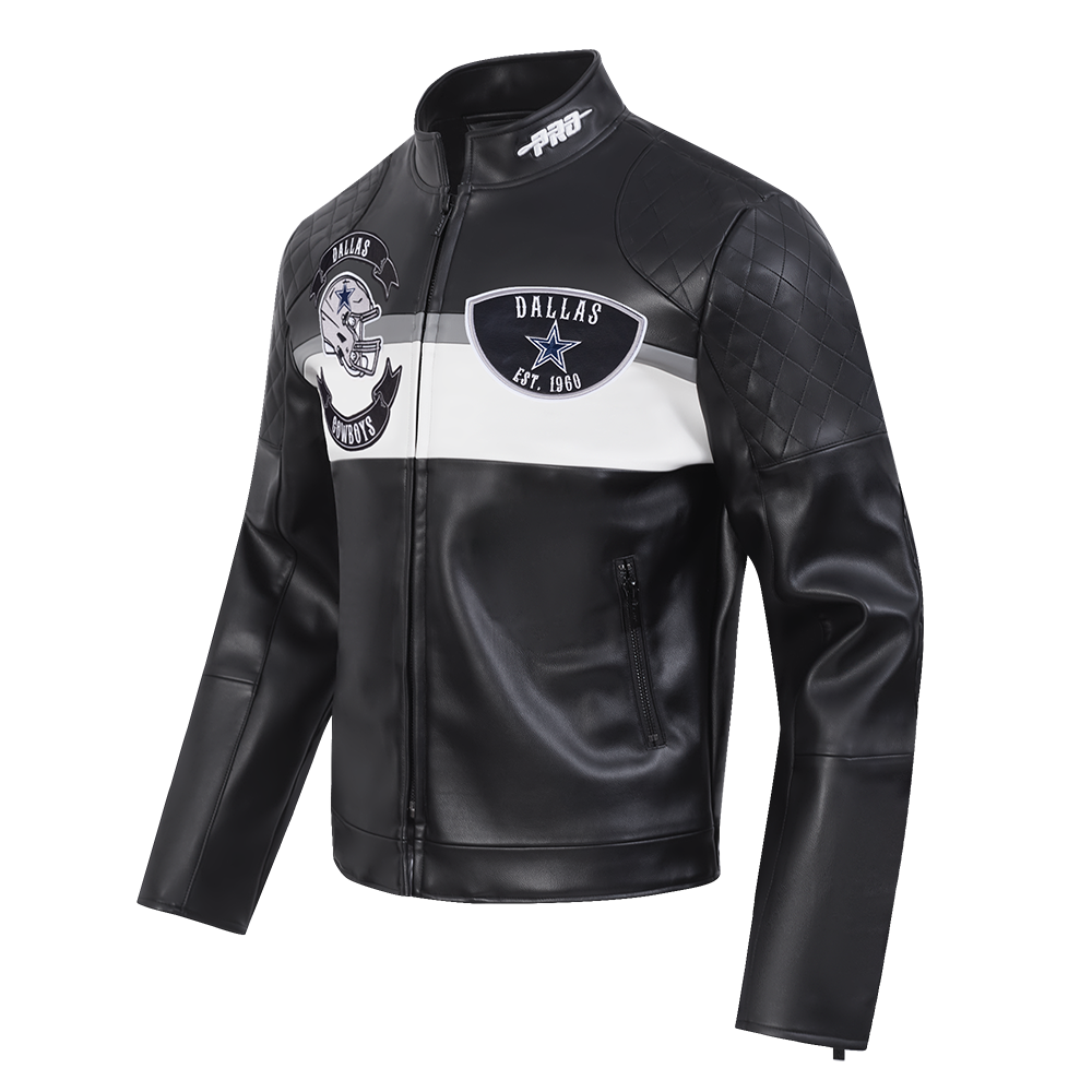 NFL DALLAS COWBOYS BORN FOR SPORT BLOUSON MOTO POUR HOMME (NOIR/BLANC)