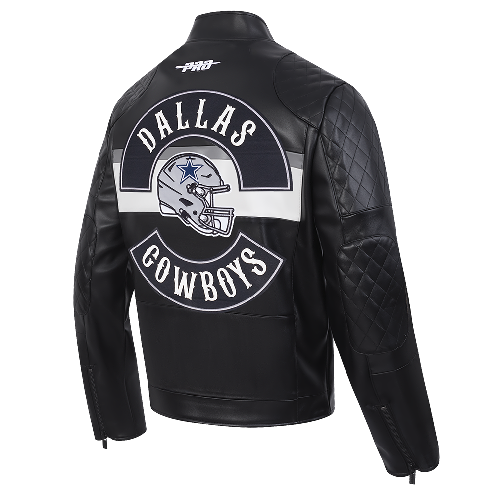 NFL DALLAS COWBOYS BORN FOR SPORT BLOUSON MOTO POUR HOMME (NOIR/BLANC)
