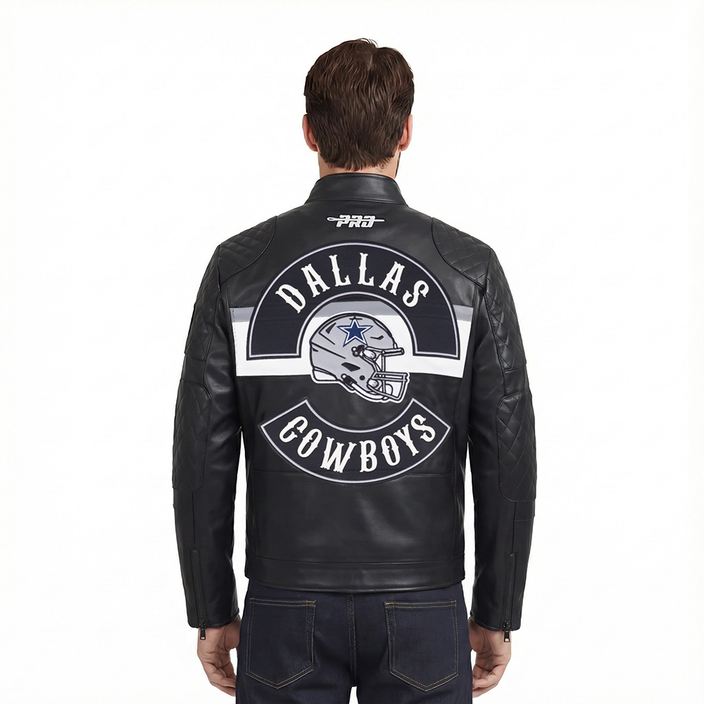 NFL DALLAS COWBOYS BORN FOR SPORT BLOUSON MOTO POUR HOMME (NOIR/BLANC)