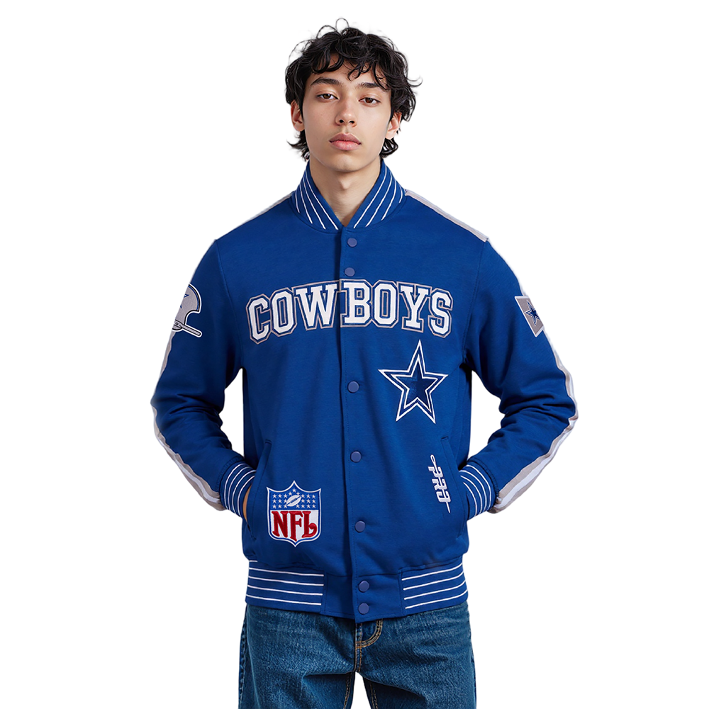 NFL DALLAS COWBOYS PRO GAME DAY RETRO JACKET (DODGER BLUE/SILVER/WHITE)