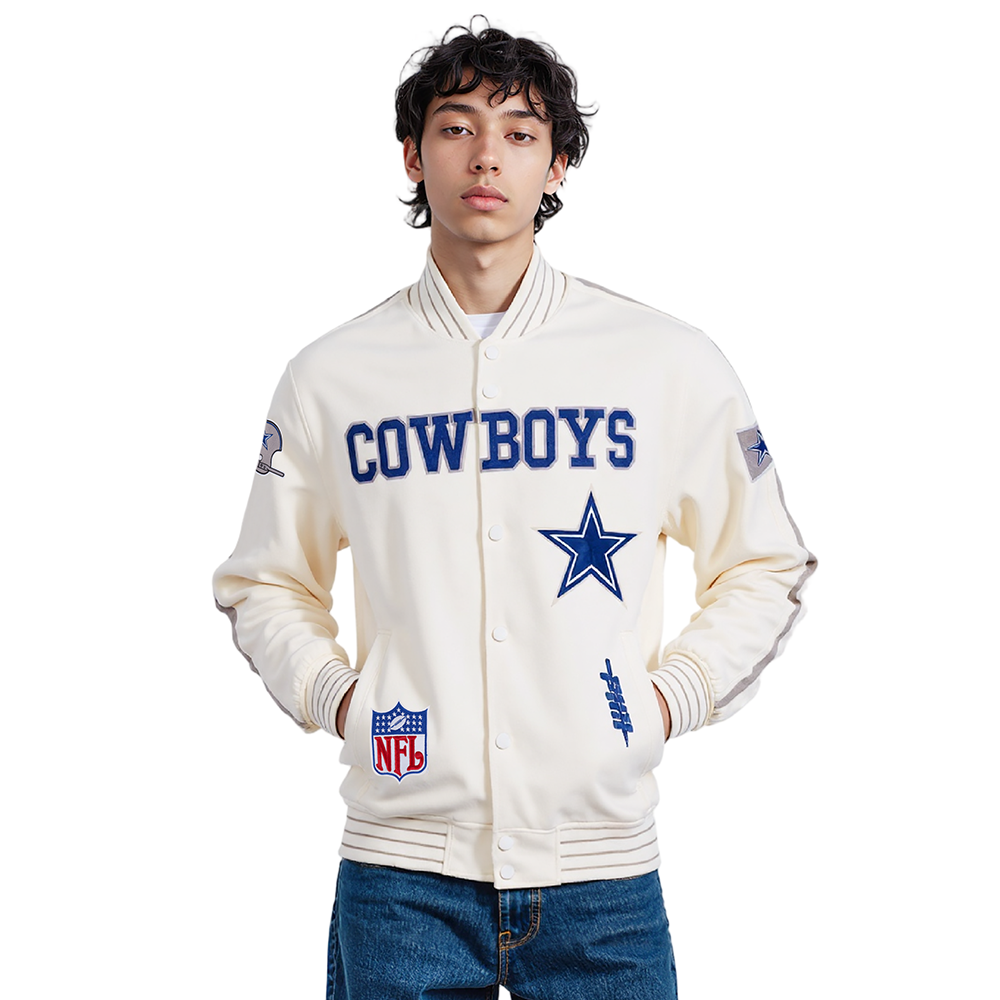 NFL DALLAS COWBOYS PRO GAME DAY RETRO JACKET (EGGSHELL/TAUPE/EGGSHELL)