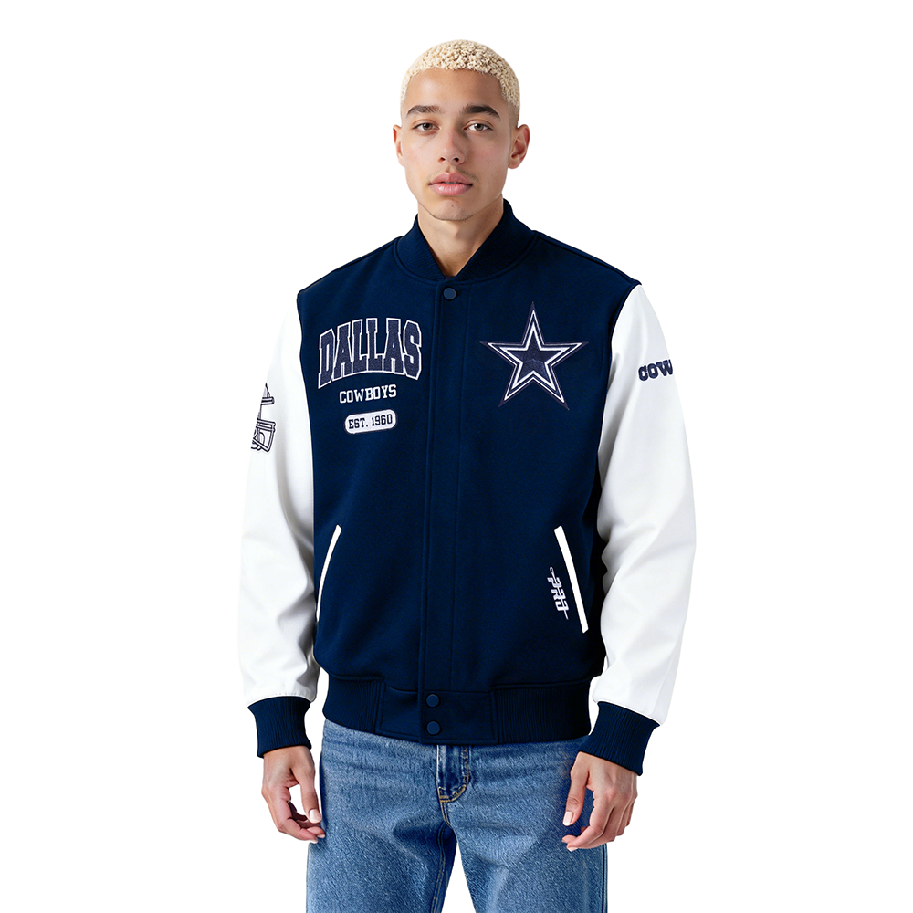 NFL DALLAS COWBOYS CITY ARCH BLOUSON COLLÉGIAL EN LAINE POUR HOMME (MARINE MINUIT/BLANC)