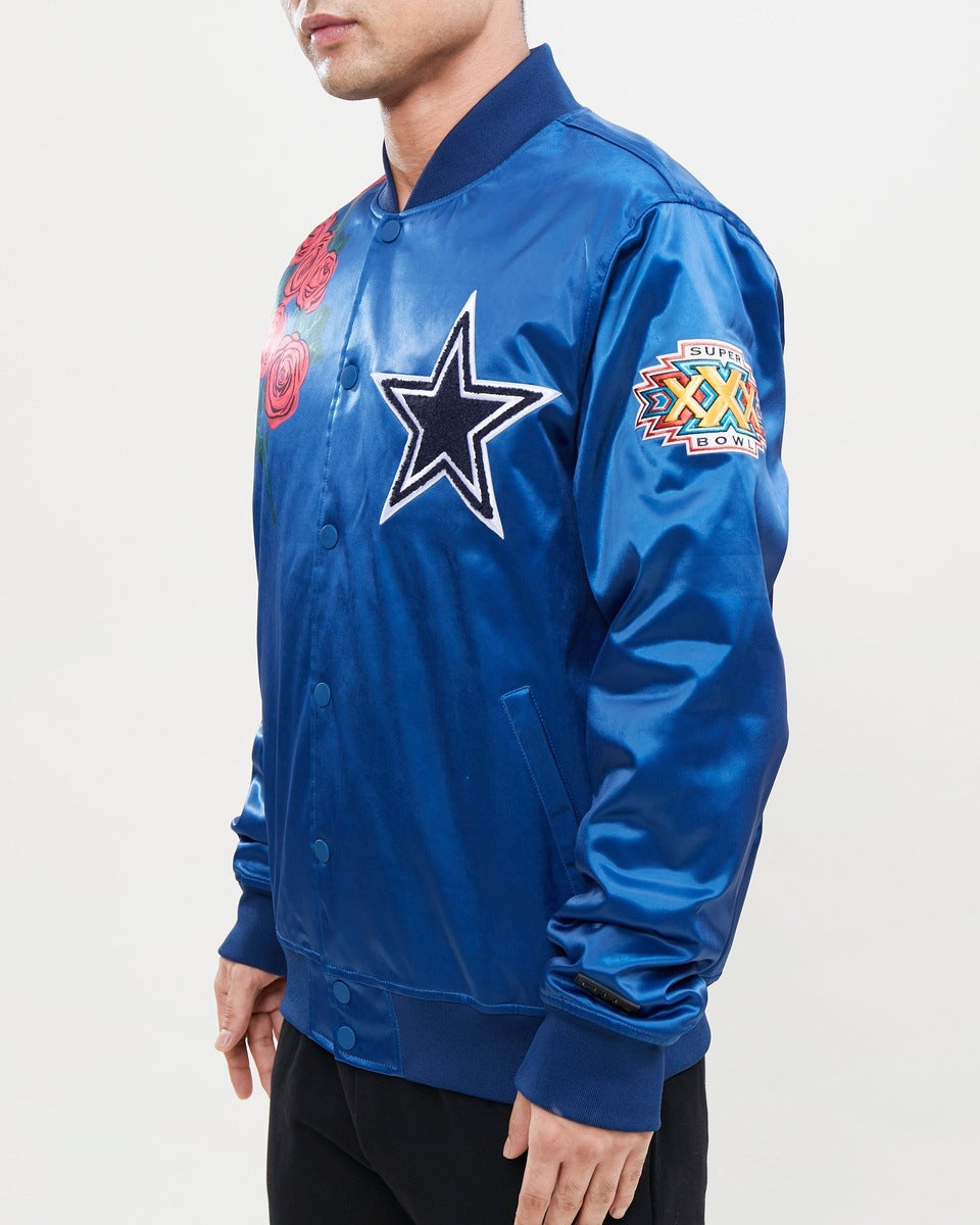 NFL DALLAS COWBOYS ROSE MEN'S SATIN JACKET (MIDNIGHT NAVY)