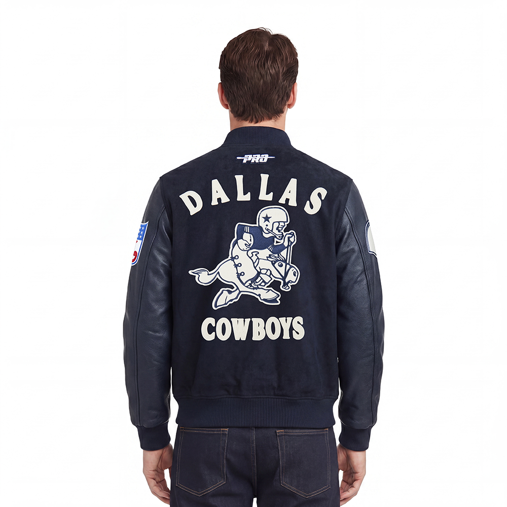 NFL DALLAS COWBOYS FIRST TEAM MEN'S VARSITY JACKET (MIDNIGHT NAVY)