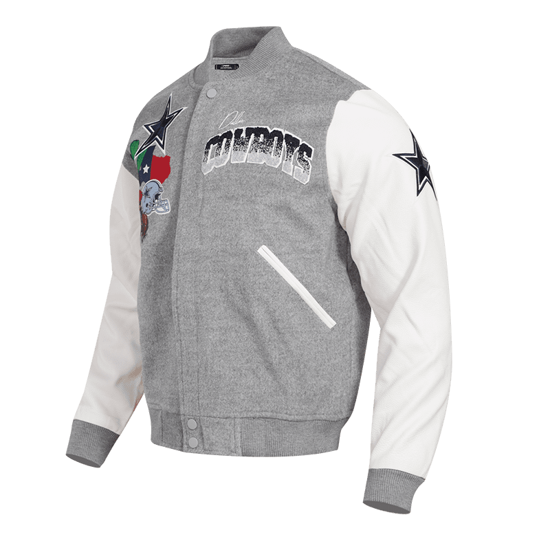 NFL DALLAS COWBOYS HOMETOWN WOOL MEN'S VARSITY JACKET (GRAY)