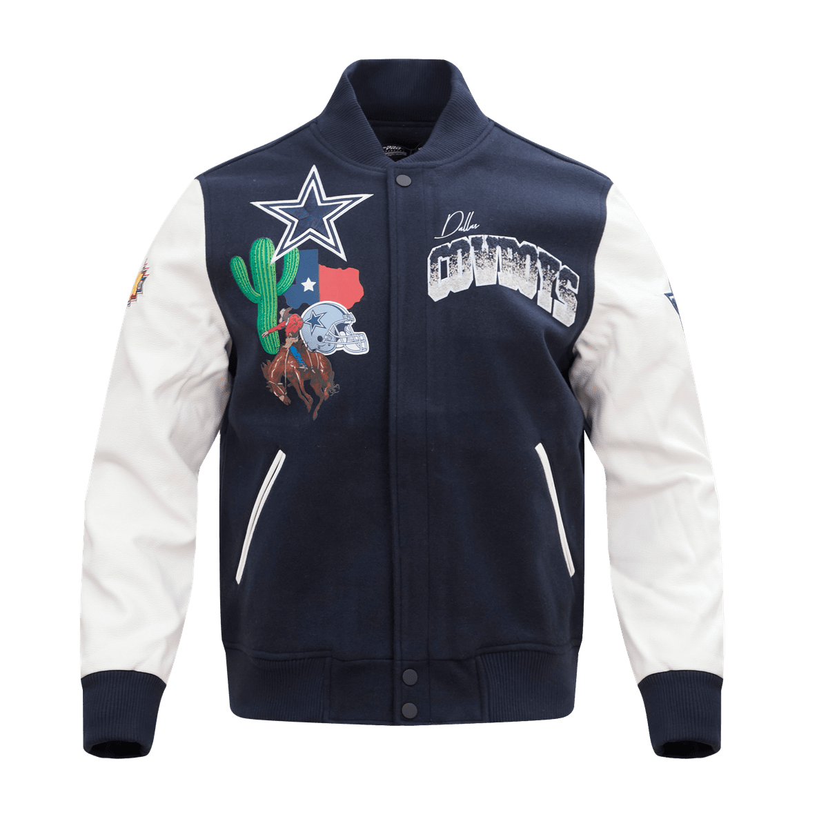 NFL DALLAS COWBOYS VESTE UNIVERSITAIRE EN LAINE HOMETOWN POUR HOMME (MARINE MINUIT/BLANC)