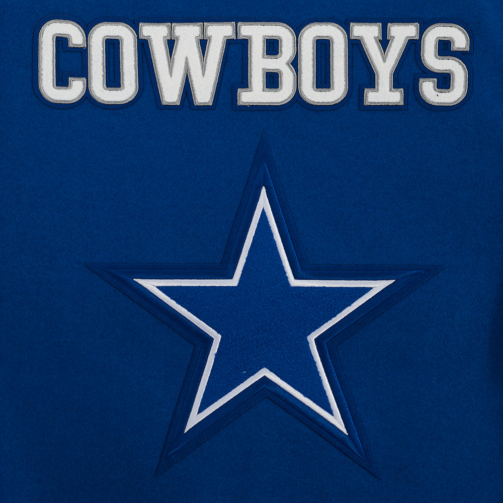 NFL DALLAS COWBOYS RETRO CLASSIC MEN'S RIB WOOL VARSITY JACKET (DODGER BLUE/WHITE)