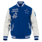 NFL DALLAS COWBOYS RETRO CLASSIC MEN'S RIB WOOL VARSITY JACKET (DODGER BLUE/WHITE)