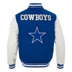 NFL DALLAS COWBOYS RETRO CLASSIC MEN'S RIB WOOL VARSITY JACKET (DODGER BLUE/WHITE)