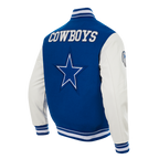 NFL DALLAS COWBOYS RETRO CLASSIC MEN'S RIB WOOL VARSITY JACKET (DODGER BLUE/WHITE)