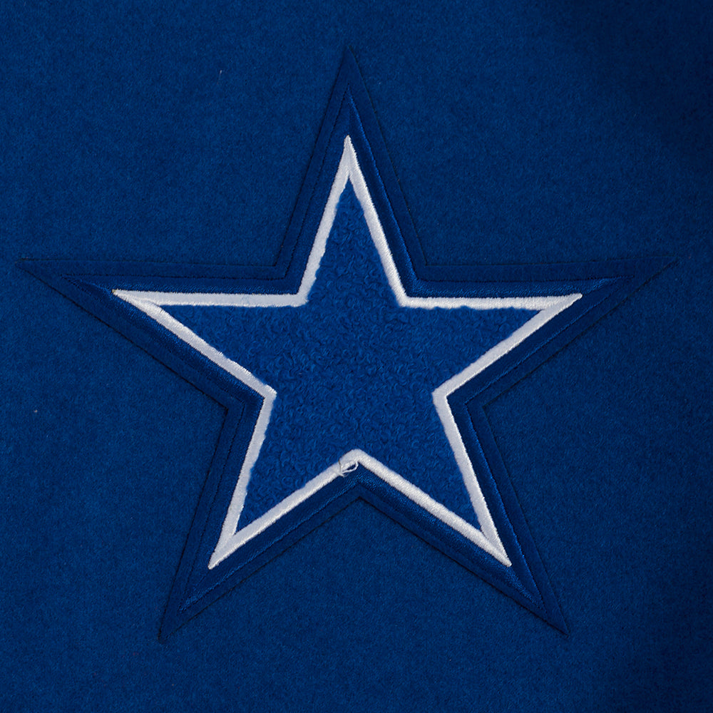 NFL DALLAS COWBOYS RETRO CLASSIC MEN'S RIB WOOL VARSITY JACKET (DODGER BLUE/WHITE)