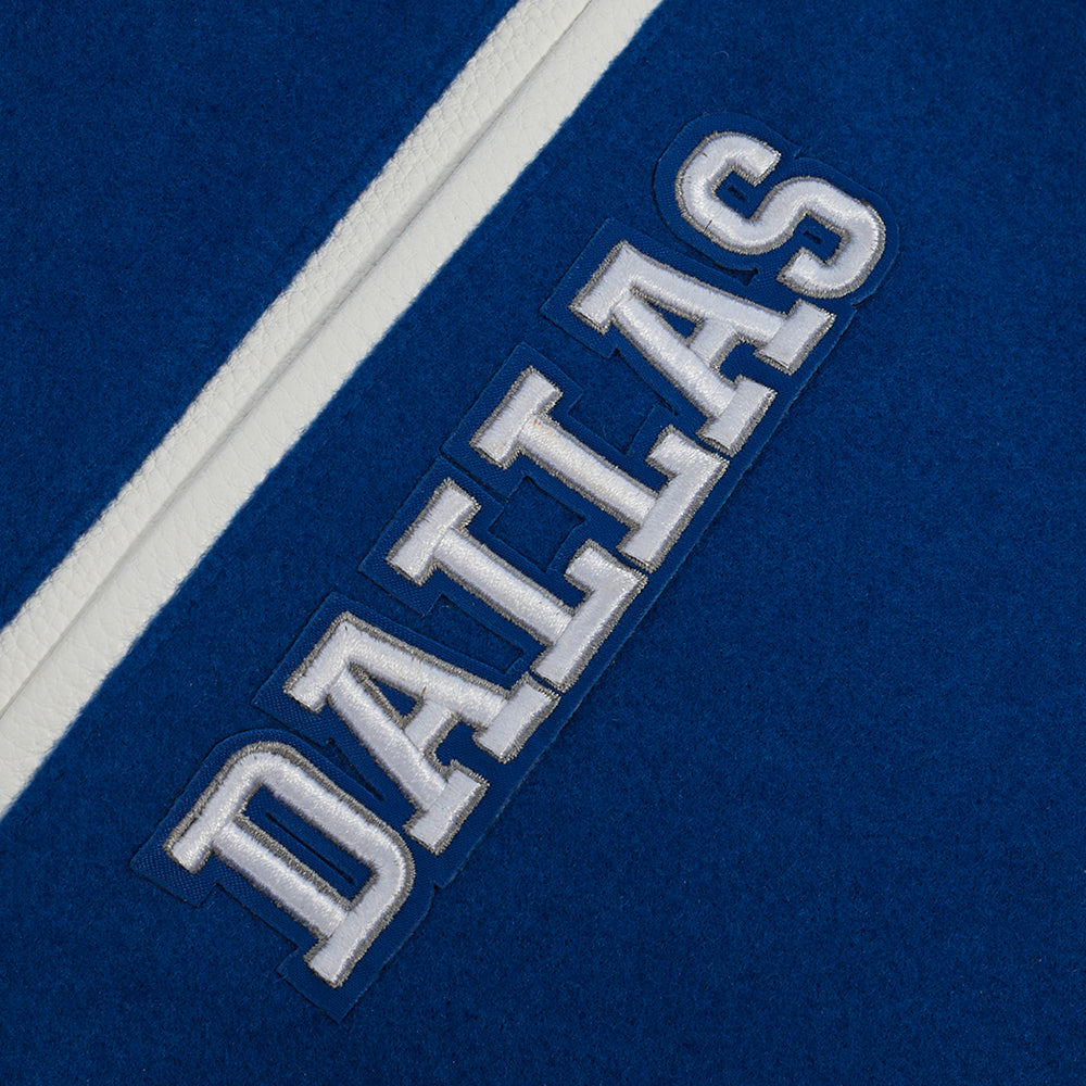 NFL DALLAS COWBOYS RETRO CLASSIC MEN'S RIB WOOL VARSITY JACKET (DODGER BLUE/WHITE)