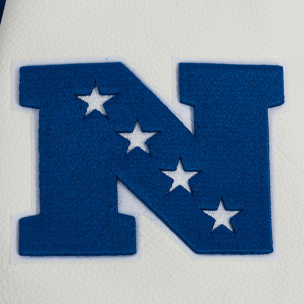NFL DALLAS COWBOYS RETRO CLASSIC MEN'S RIB WOOL VARSITY JACKET (DODGER BLUE/WHITE)