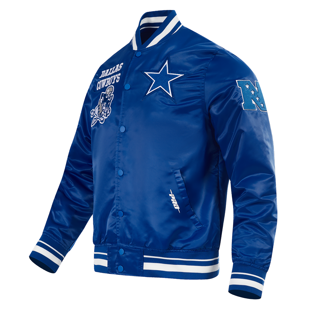NFL DALLAS COWBOYS RETRO CLASSIC MEN'S RIB SATIN JACKET (DOGERS BLUE)