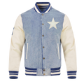 NFL DALLAS COWBOYS VARSITY BLUES MEN'S DENIM VARSITY JACKET (DENIM/LINEN)