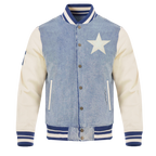 NFL DALLAS COWBOYS VARSITY BLUES MEN'S DENIM VARSITY JACKET (DENIM/LINEN)